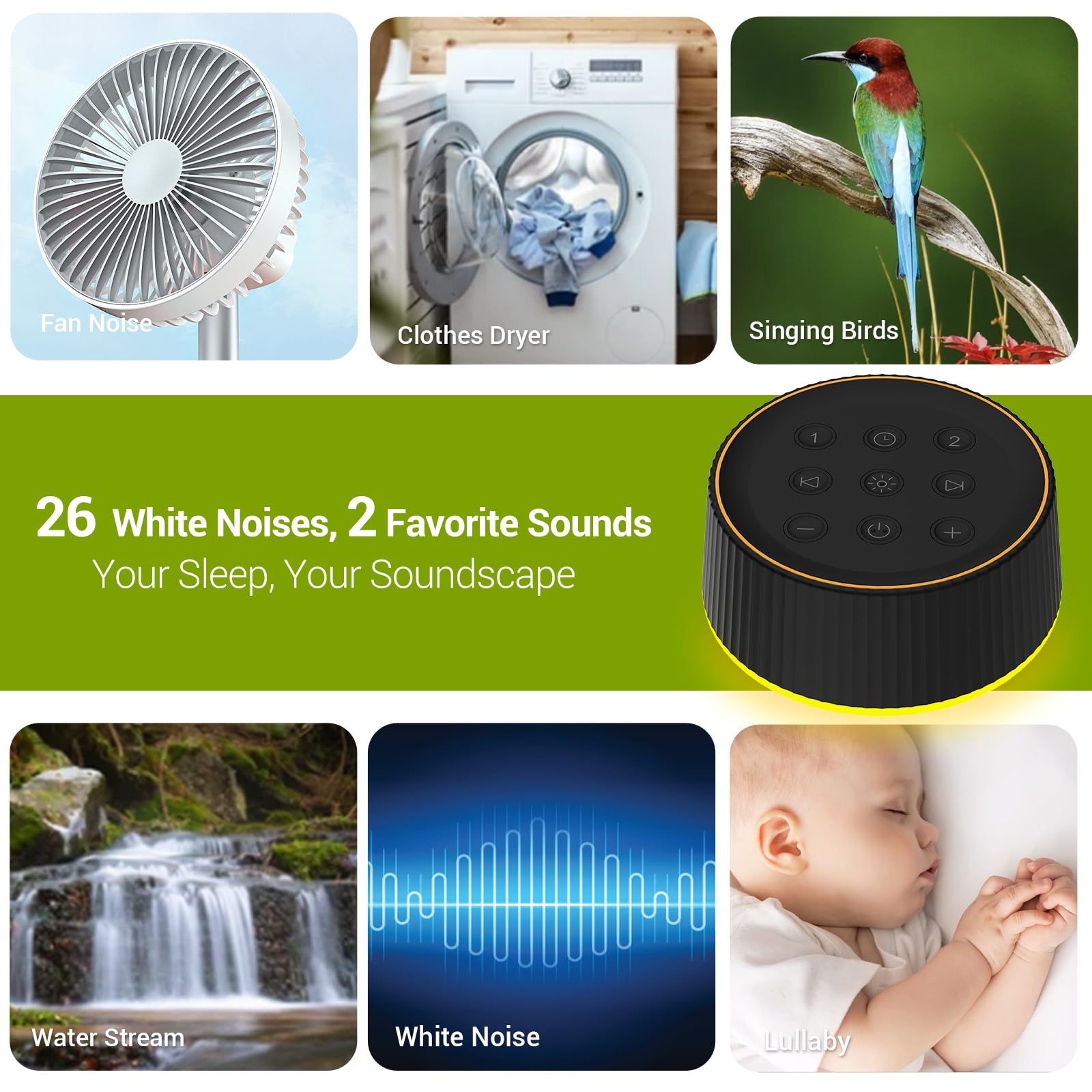 BGOVERSS 26 sons apaisants pour bébé et adultes, relaxation nocturne.
