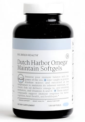 BIG BOLD HEALTH Dutch Harbor Omega Maintain Softgels - bouteille de capsules oméga-3, soutien cognitif potentiel.