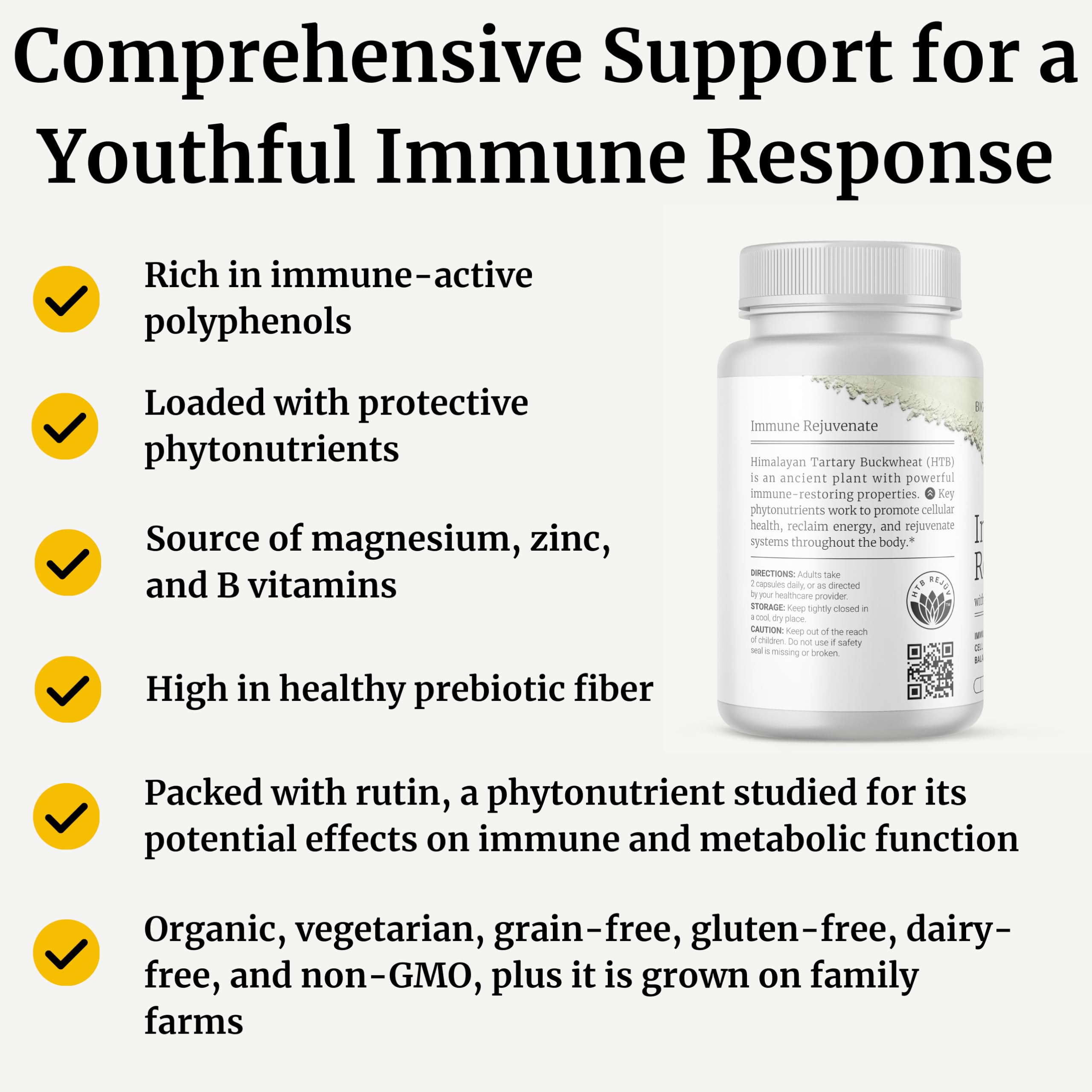 Capsules végétariennes HTB Immune Rejuvenate faciles à intégrer dans la routine quotidienne.