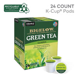 Bigelow thé vert Keurig, tasse en préparation, infusion rapide et parfum délicat.