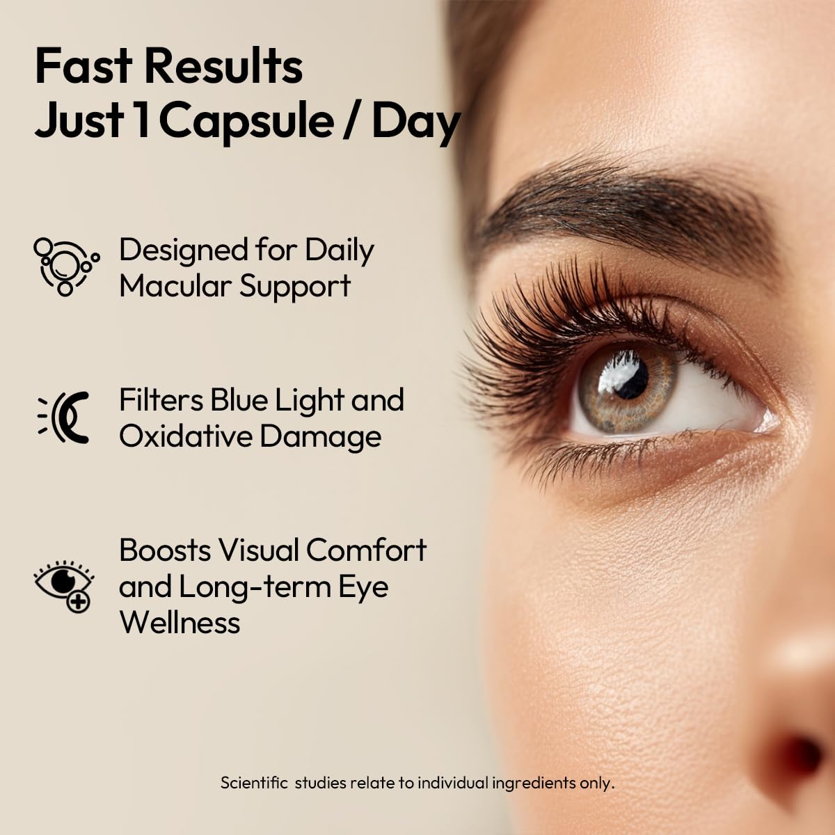 Capsules BIGVITA CoCrystal Lutein – faciles à avaler et conçues pour la fatigue oculaire numérique.