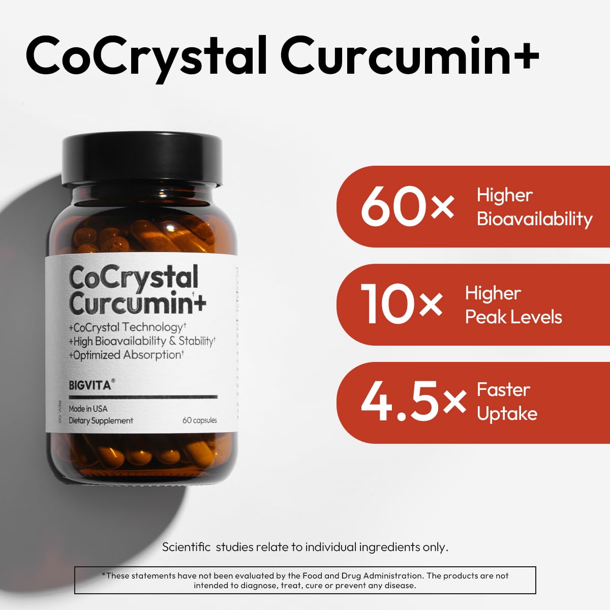 BIGVITA CoCrystal Curcumin+ ingredients clés Curcuma et L-Carnitine pour un metabolisme equilibré