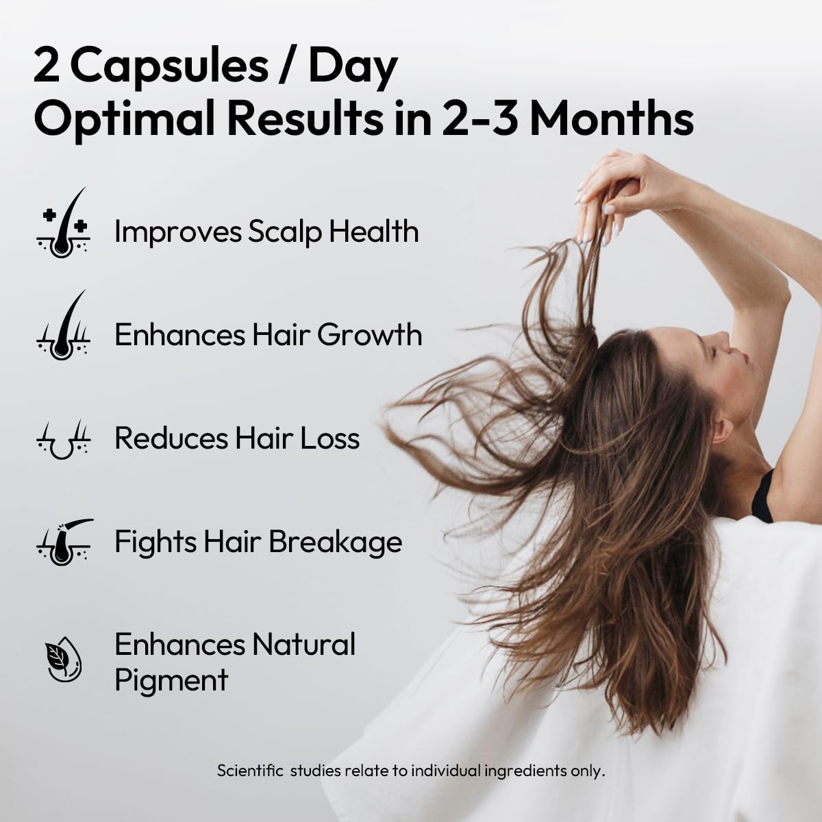 BIGVITA gélules quotidiennes faciles à prendre pour nourrir les cheveux.