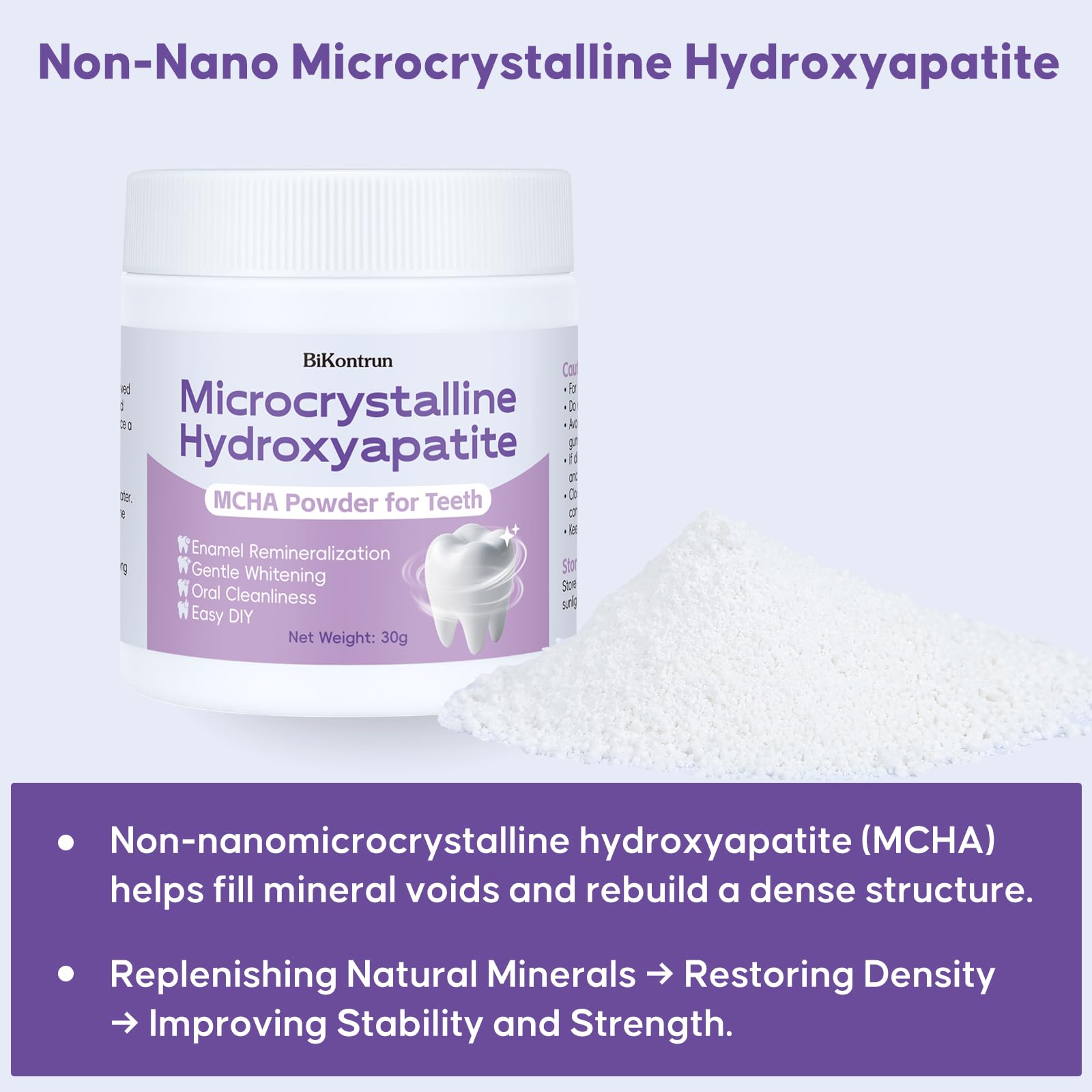 BiKontrun Poudre hydroxyapatite dents, provenance des os bovins en pâturage.