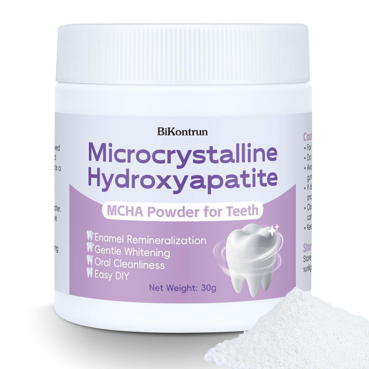 BiKontrun Poudre hydroxyapatite dents texture fine pour un brossage agréable.