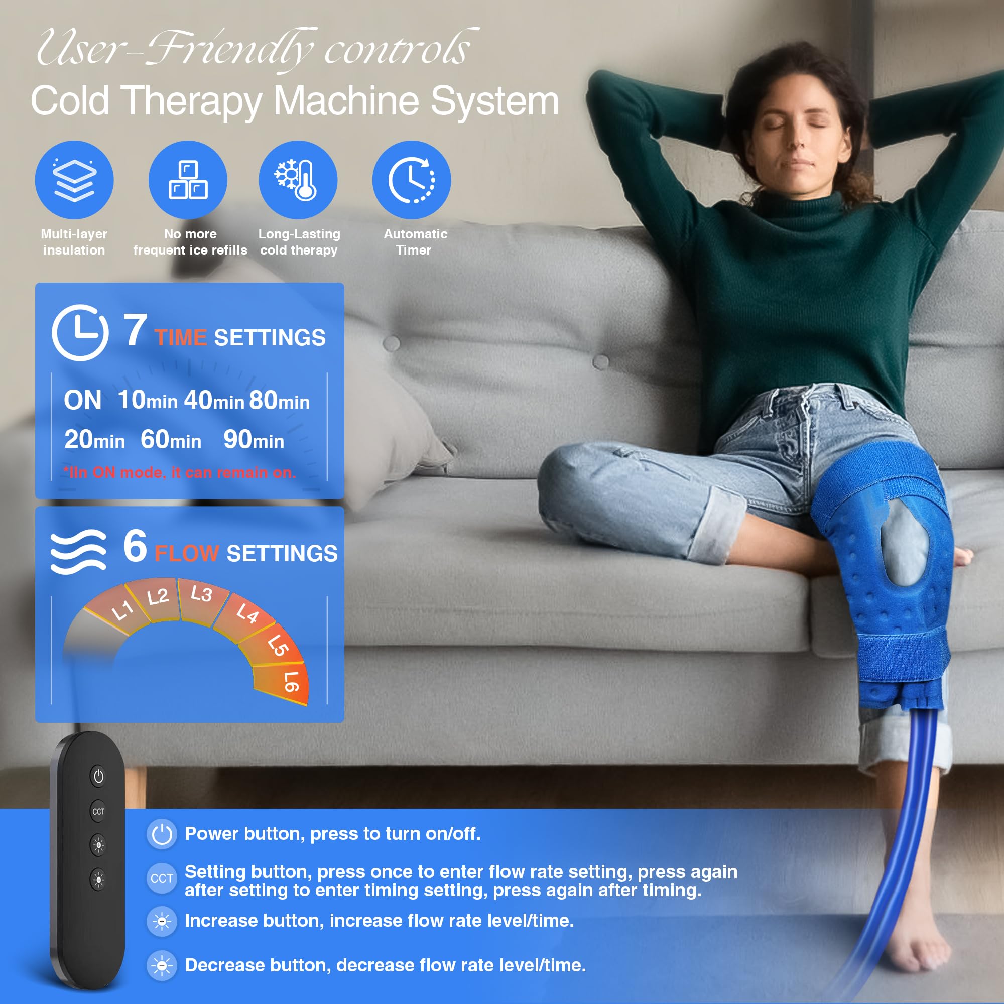 Pad genou ergonomique Bilinavy distribution uniforme du froid