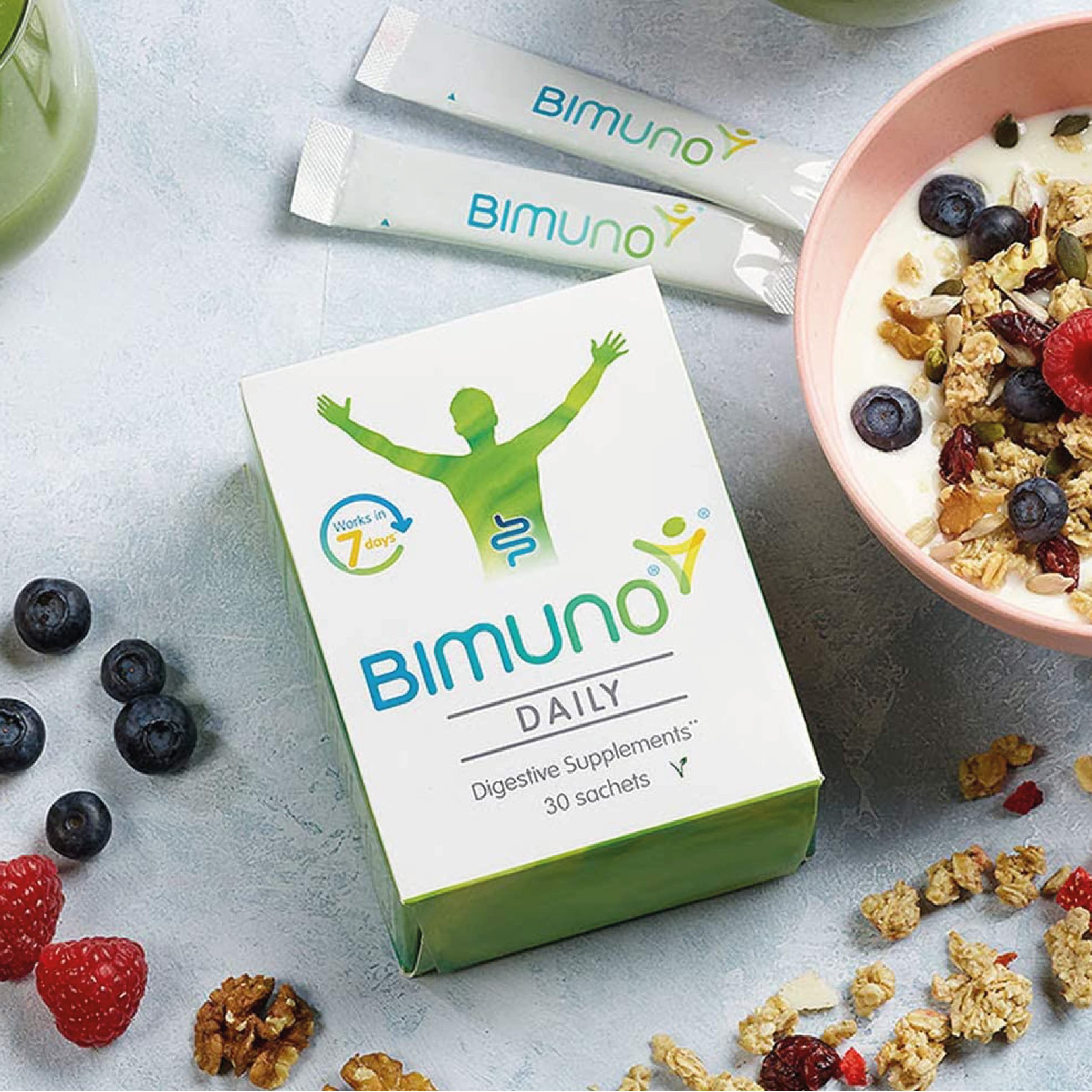 BIMUNO Immunité – mélange pratique à intégrer aux aliments et boissons.