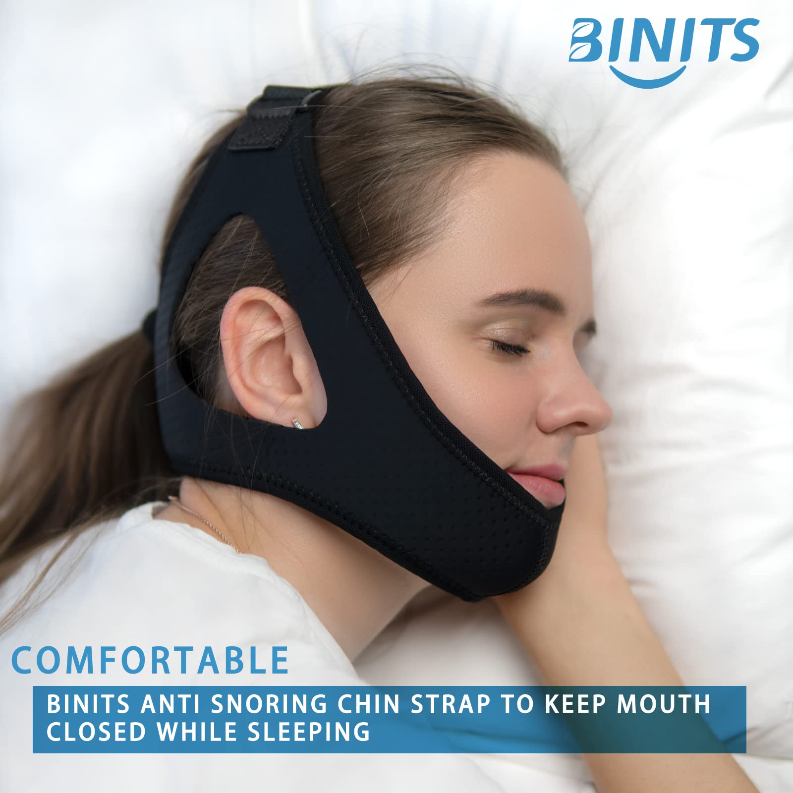 Illustration bouche fermée avec BINITS, favorisant la respiration nocturne.