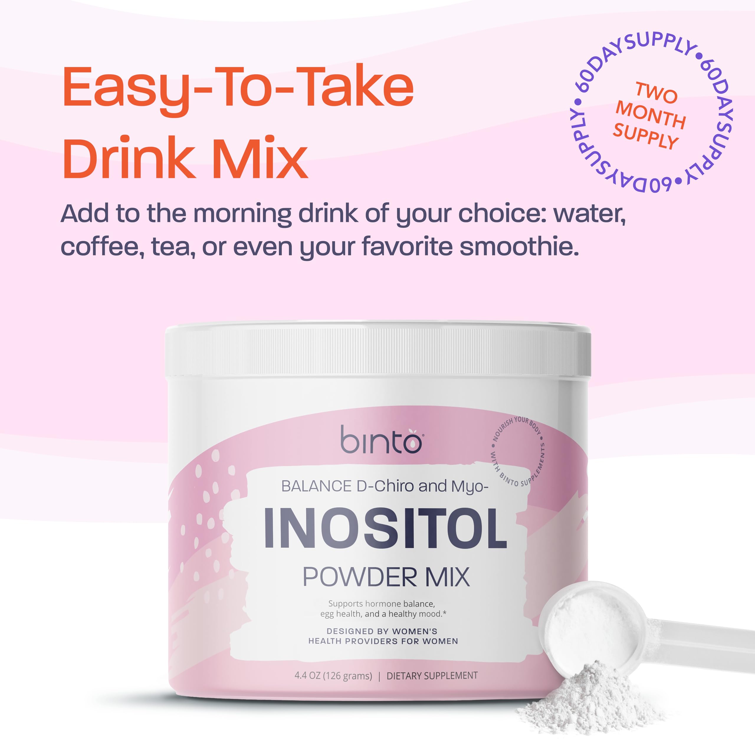Binto Inositol 2000mg Myo: dose élevée pour le soutien menstruel.