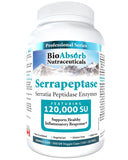 Bio Absorb Serrapeptase – bouteille et étiquette, absorption améliorée grâce à DRcaps.