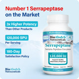 Bio Absorb Serrapeptase: capsule-delai-retarde, meilleure résistance à l'acide gastrique.