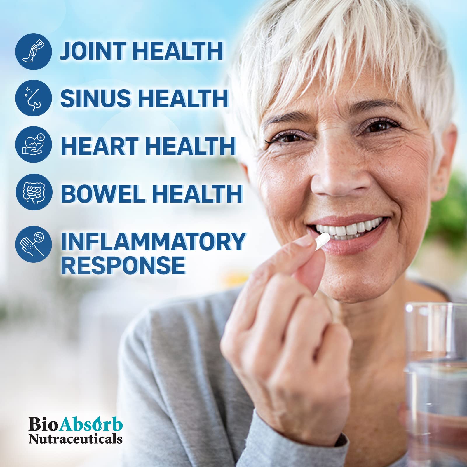 Bio Absorb Serrapeptase – ingrédients végétariens, sans allergènes et sans OGM.