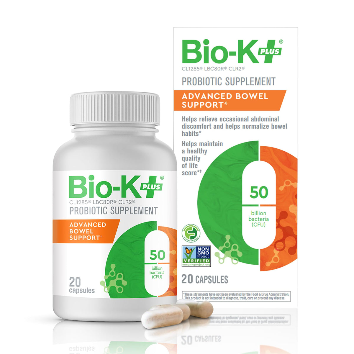 Bio-K Plus – bouteille probiotiques 50 milliards CFU pour soutien digestif potentiel.