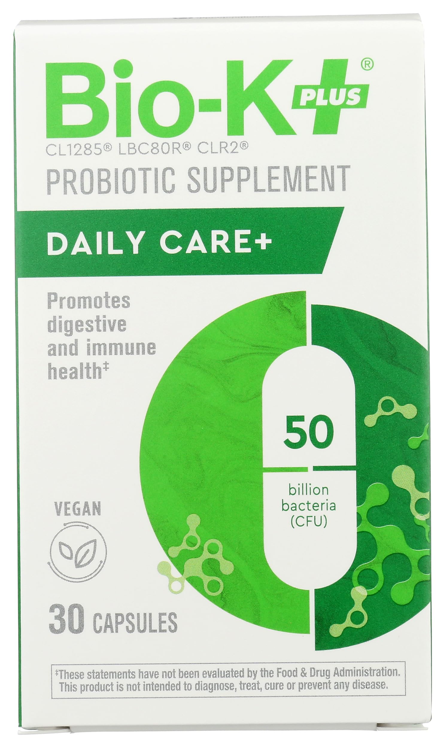 Capsules Bio-K Plus Dailycare, 50 milliards, soutien digestif quotidien.