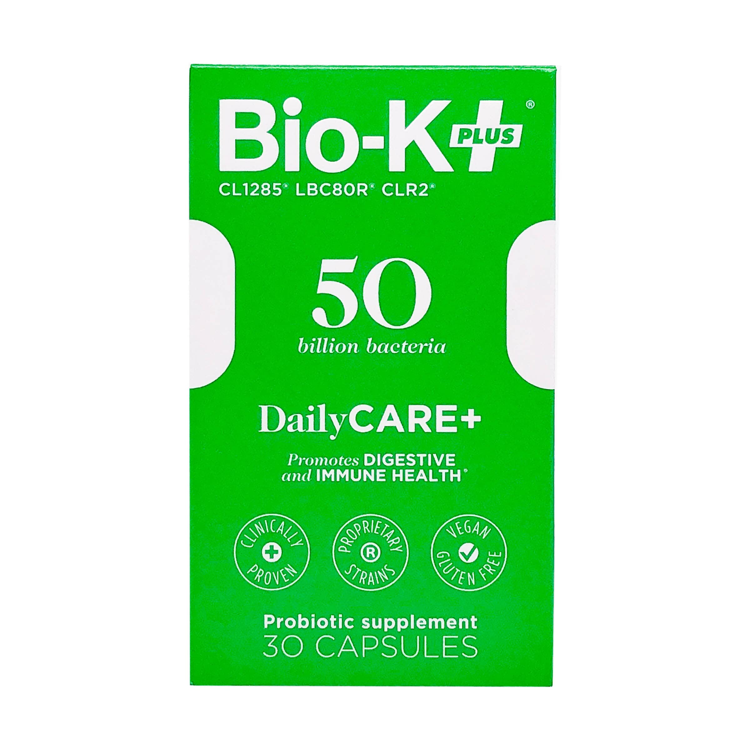 Étiquette Bio-K Plus Dailycare vegan sans gluten, choix sain.