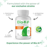 Bio-K Plus – gélules à libération retardée assurant l’arrivée des probiotiques dans l’intestin.