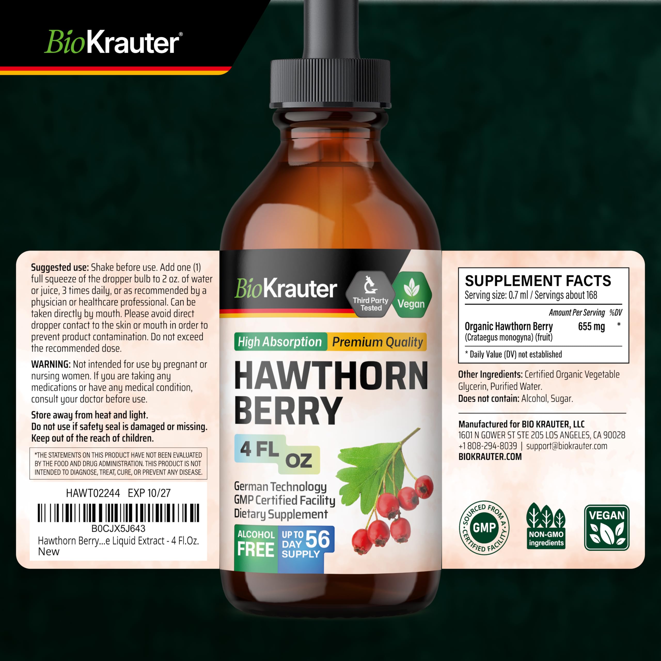 BIO KRAUTER Aubépine sans alcool présentation visuelle sans alcool