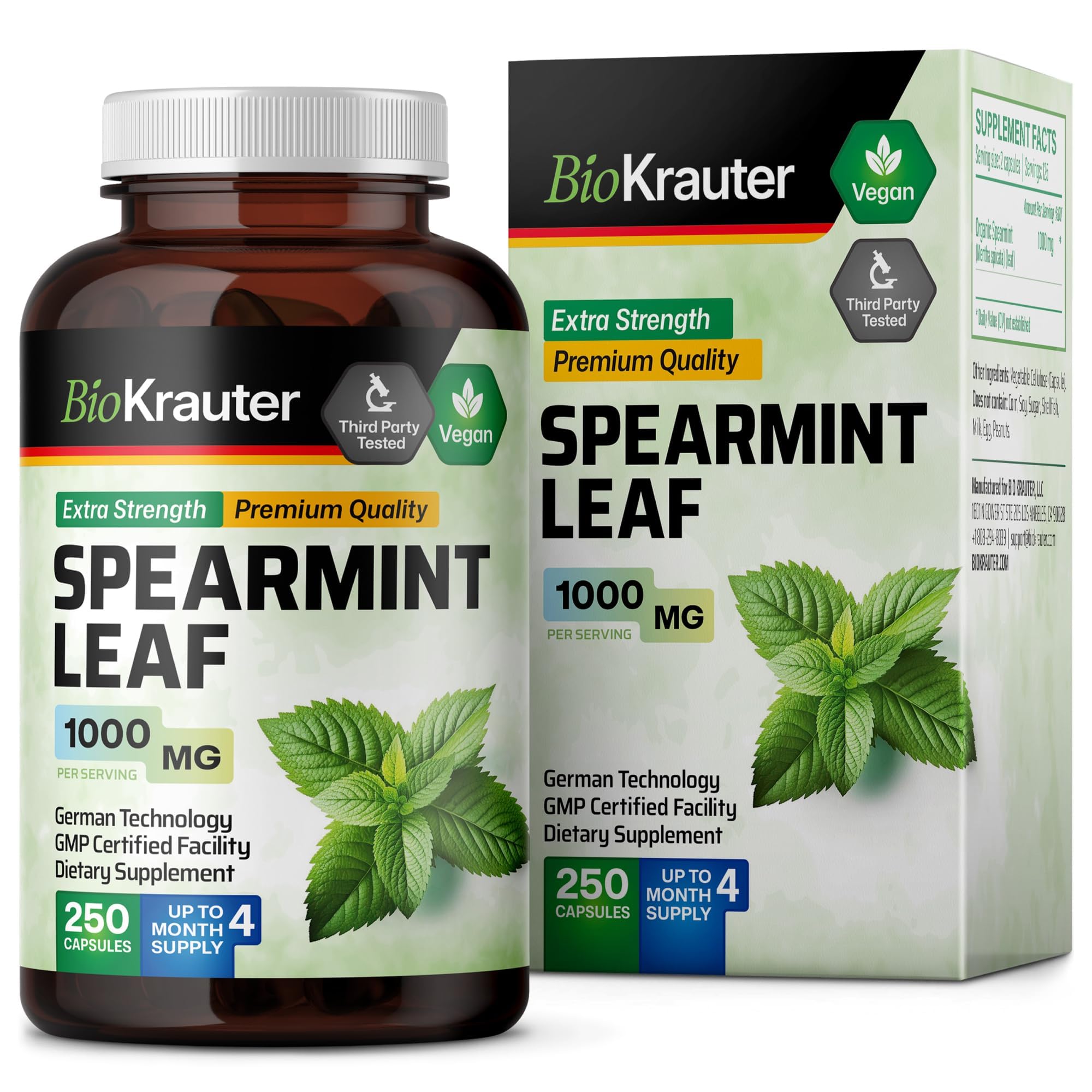 BIO KRAUTER Bouteille de 250 capsules, longue durée d’utilisation.