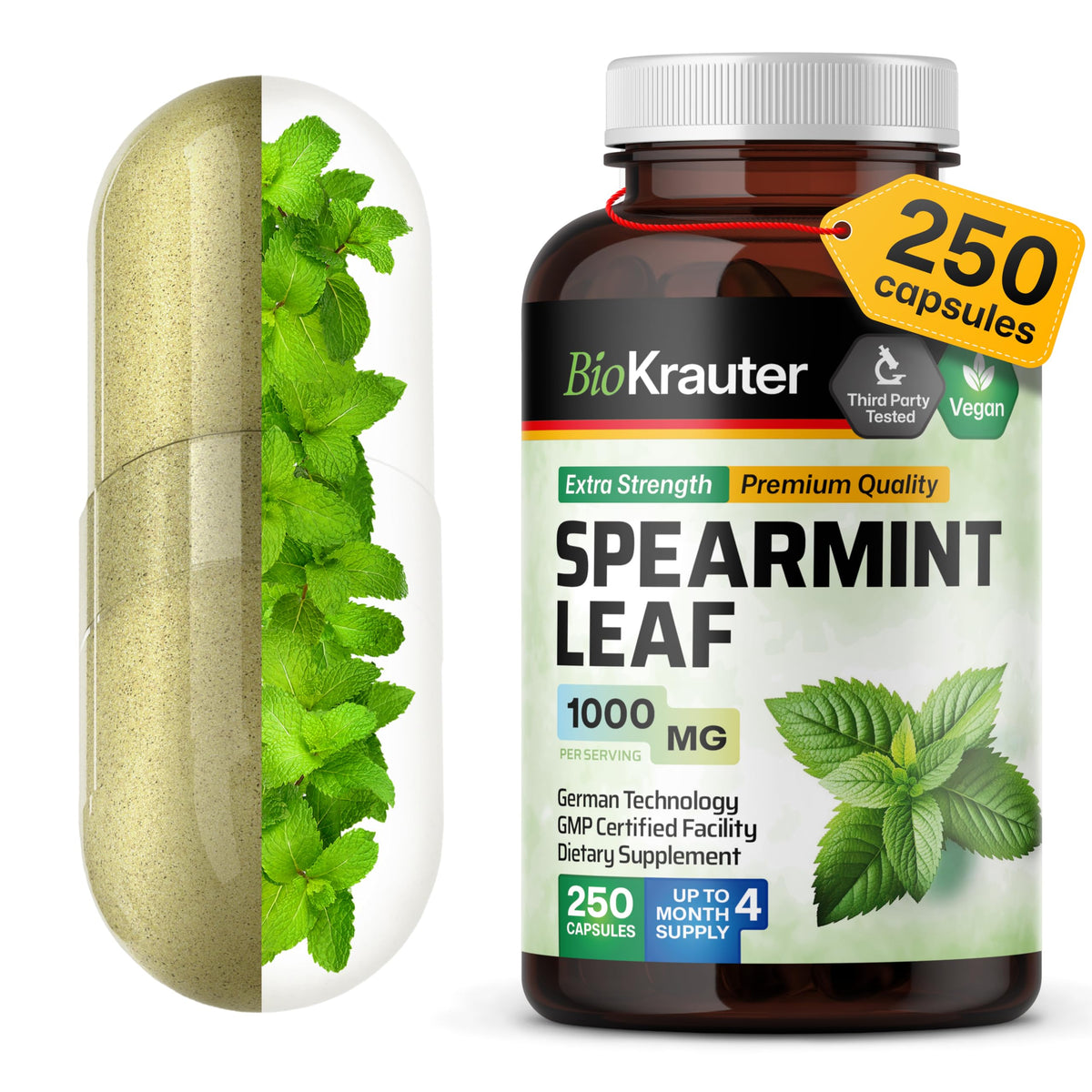 BIO KRAUTER Menthe poivrée — capsules digestives pour le confort après les repas.