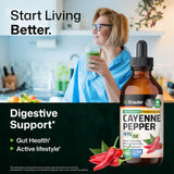 Gouttes BIO KRAUTER Cayenne versées dans l'eau offrent une expérience douce.