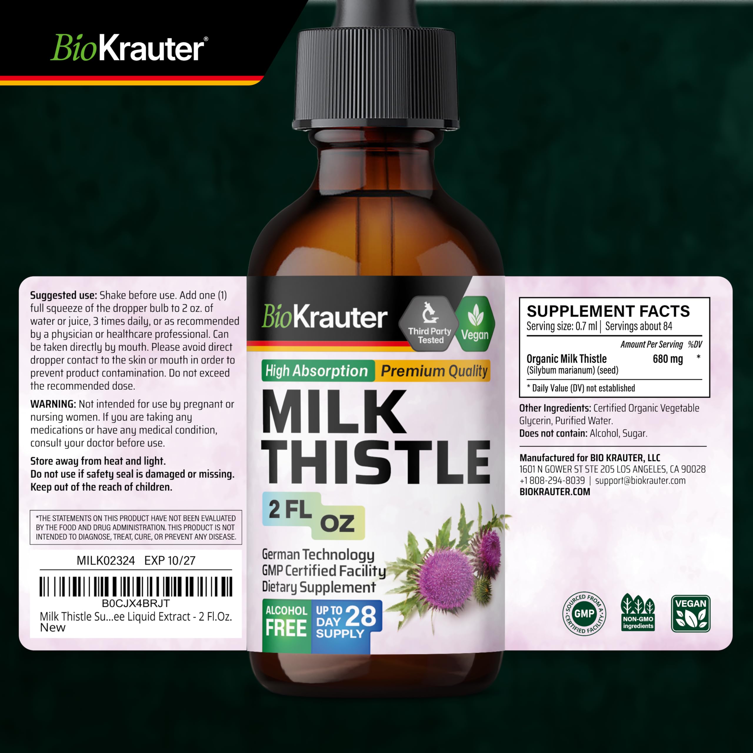BIO KRAUTER chardon-marie solution-foie: soutien potentiel pour la détox