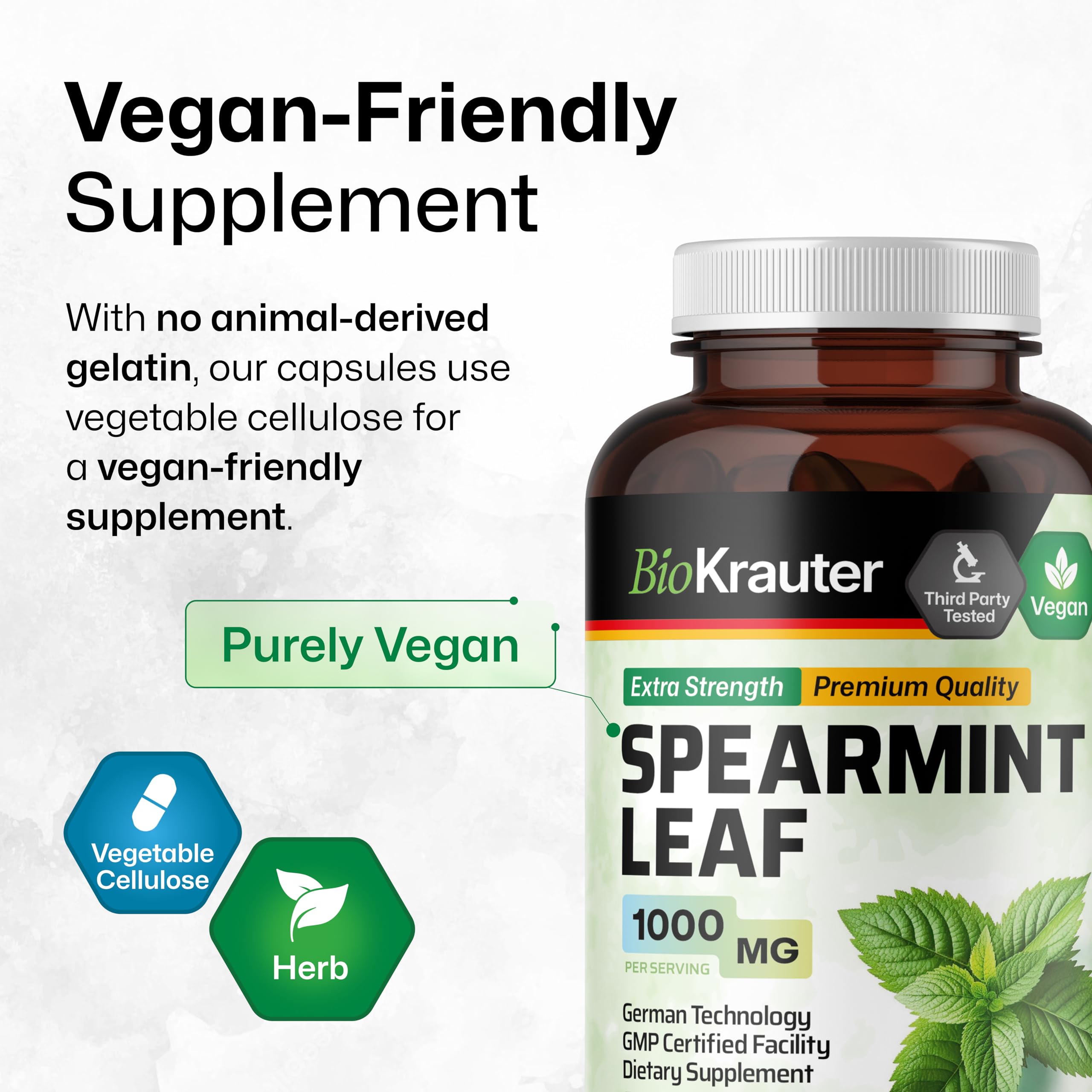 BIO KRAUTER Formule pure: menthe poivrée et cellulose végétale.