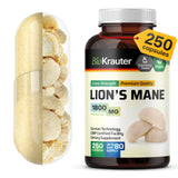 BIO KRAUTER Lions Mane, emballage visible, gélules 1800 mg pour un soutien potentiel à la concentration