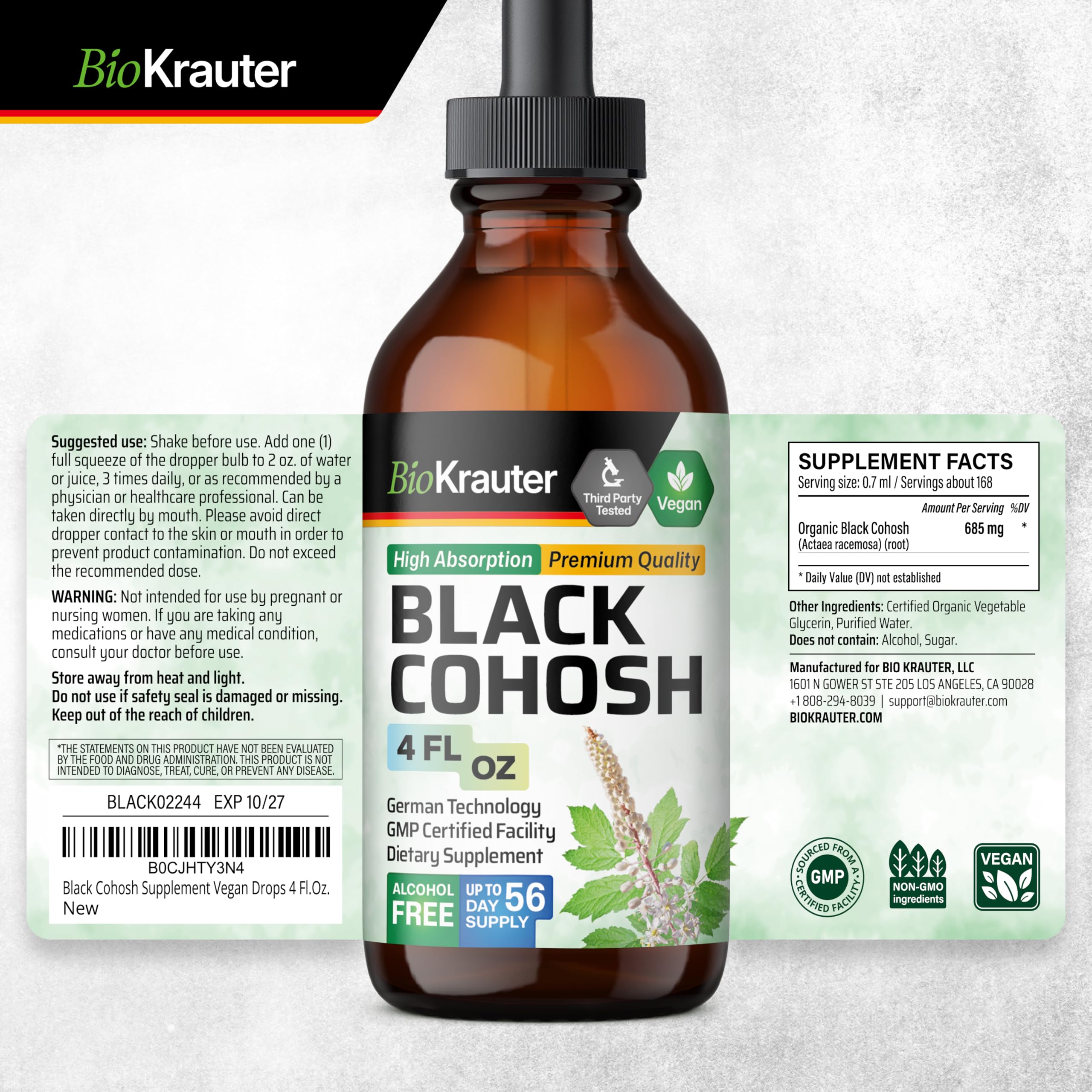 BIO KRAUTER flacon 4 fl oz et notice claire pour facilité d’usage.