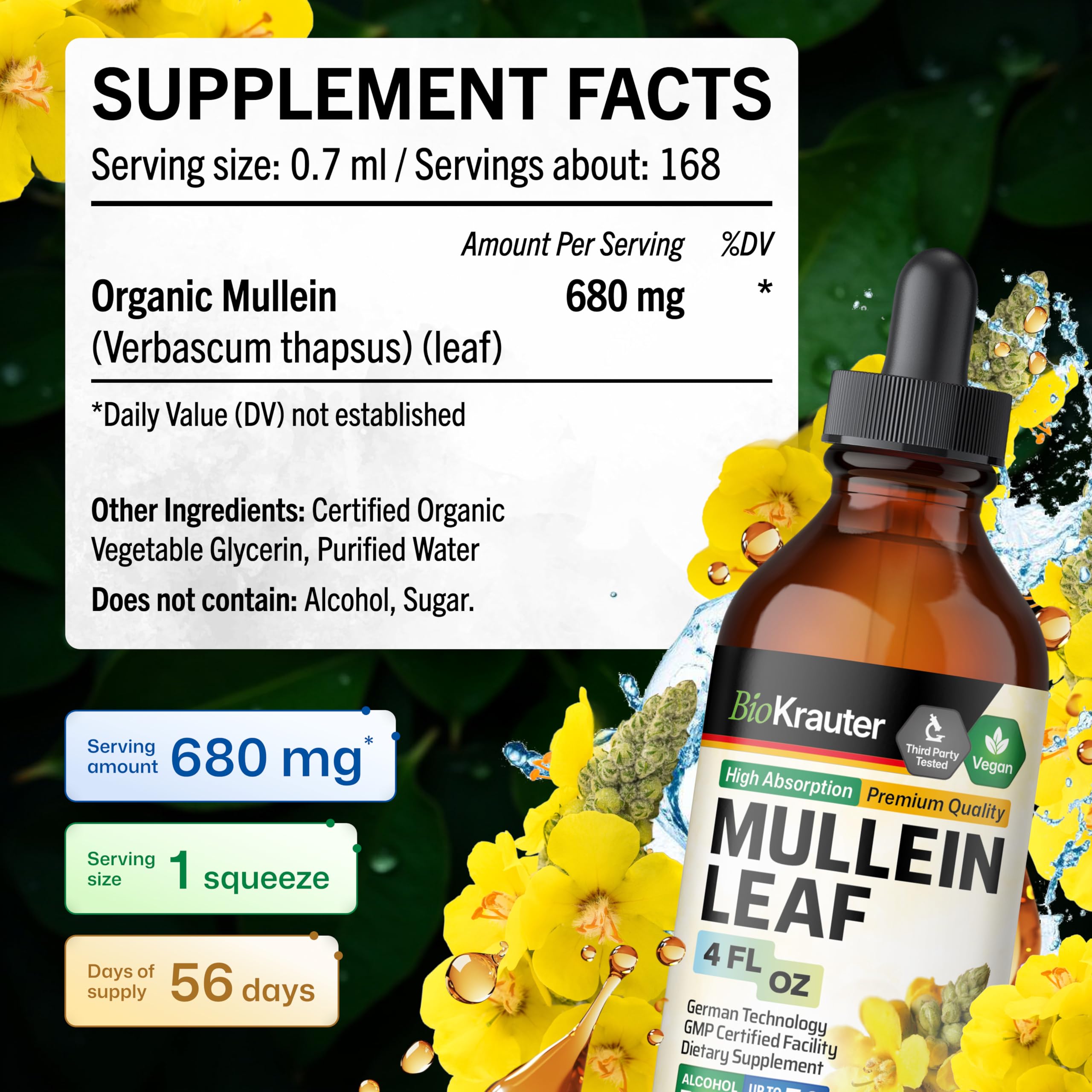 Glycérine et molène Bio Krauter, texture douce et agréable.