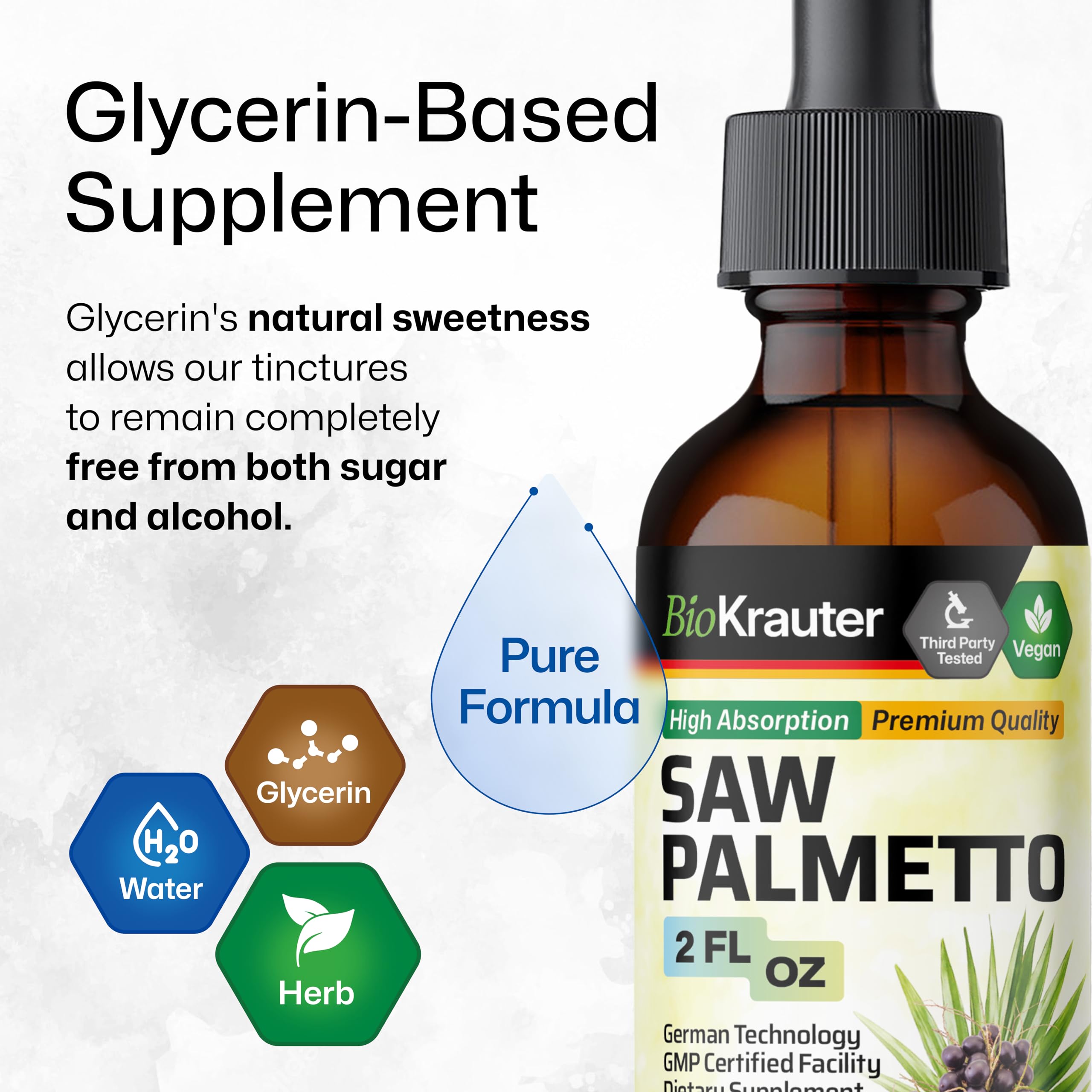 84 portions dans BIO KRAUTER Saw Palmetto pour environ un mois d’utilisation