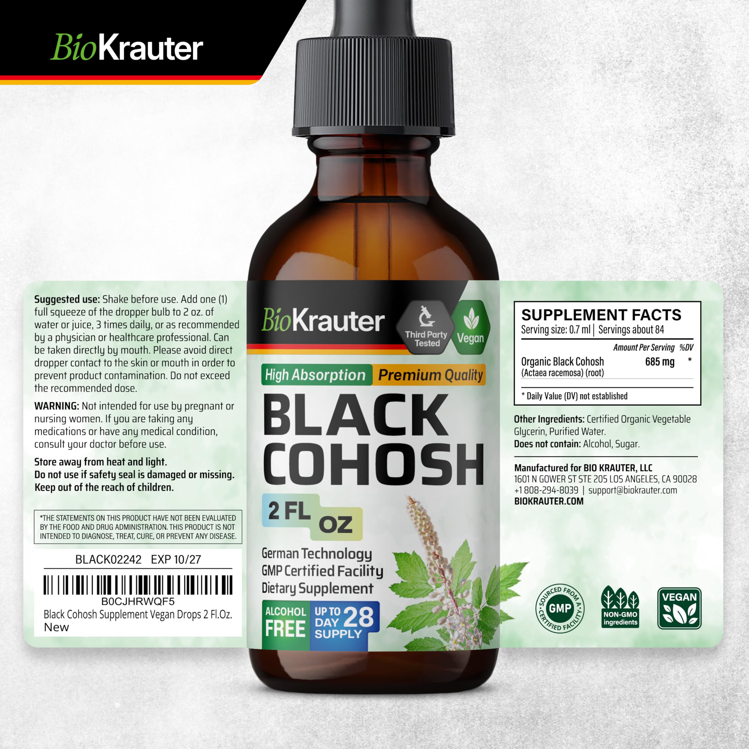 BIO KRAUTER fabriqué aux États-Unis avec des ingrédients mondiaux.