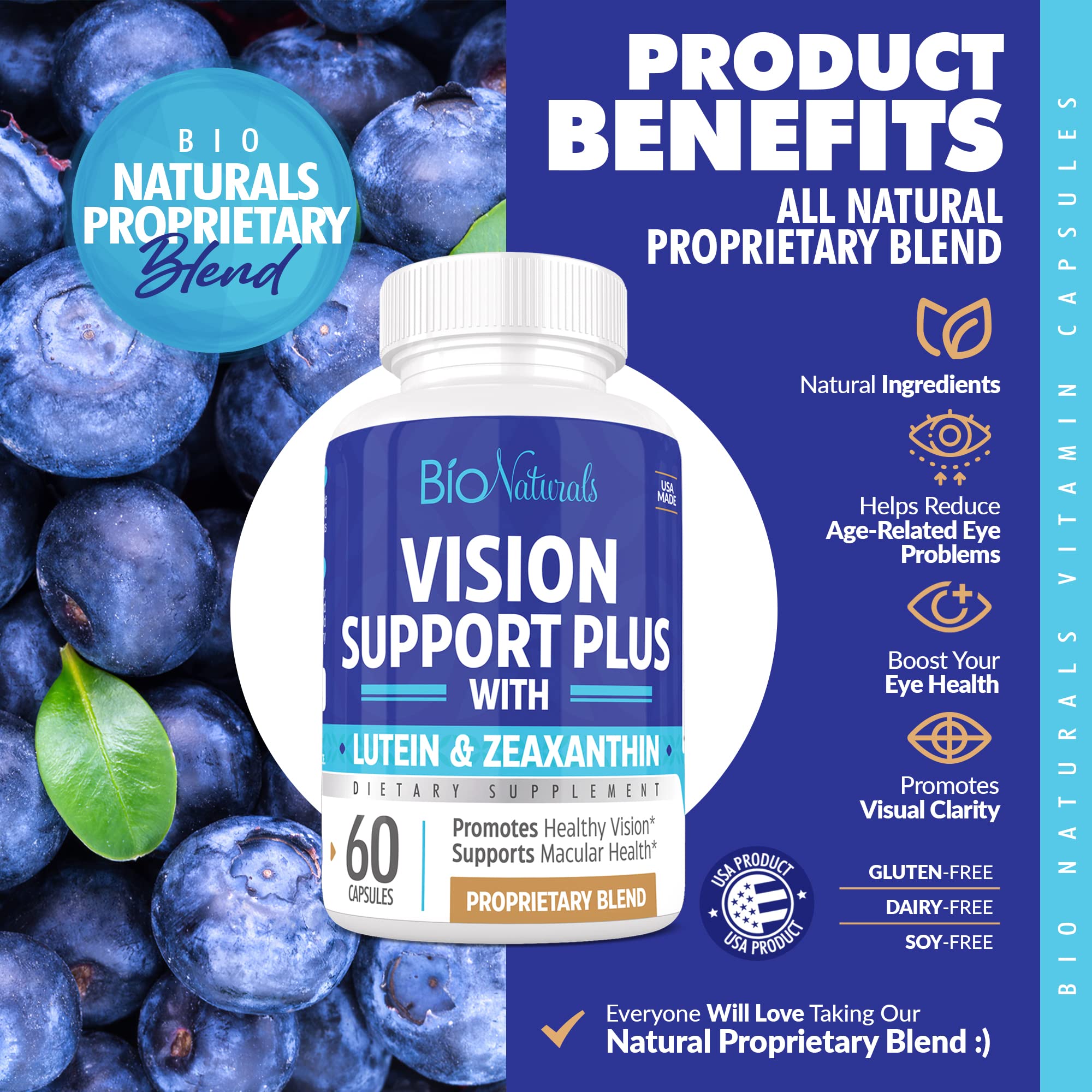 Bio Naturals Vision : ingrédients clés pour une perception des couleurs plus nette.