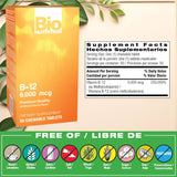 Bio Nutrition B-12 sublingual – comprimé fond rapidement sous la langue.