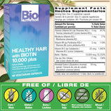 Biotine Vegi-Caps de Bio Nutrition : étiquette lisible et gélules prêtes à l'emploi.