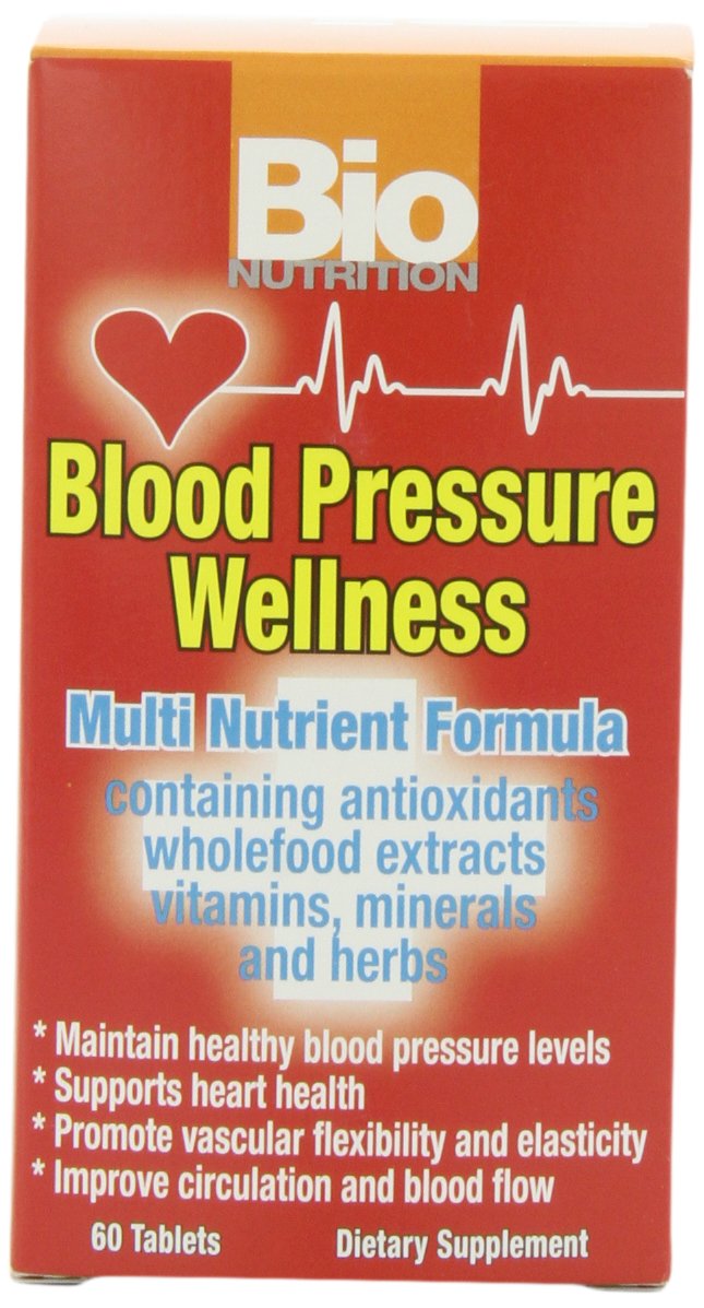 Bio Nutrition Blood Pressure Wellness Tabs – étiquette claire indiquant les informations essentielles.