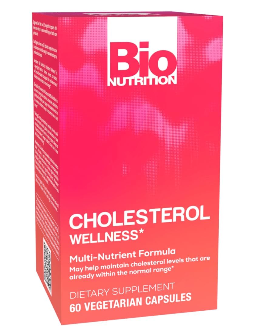 Bio Nutrition Cholesterol Wellness: bouteille de 60 capsules, facile à intégrer dans votre routine quotidienne.