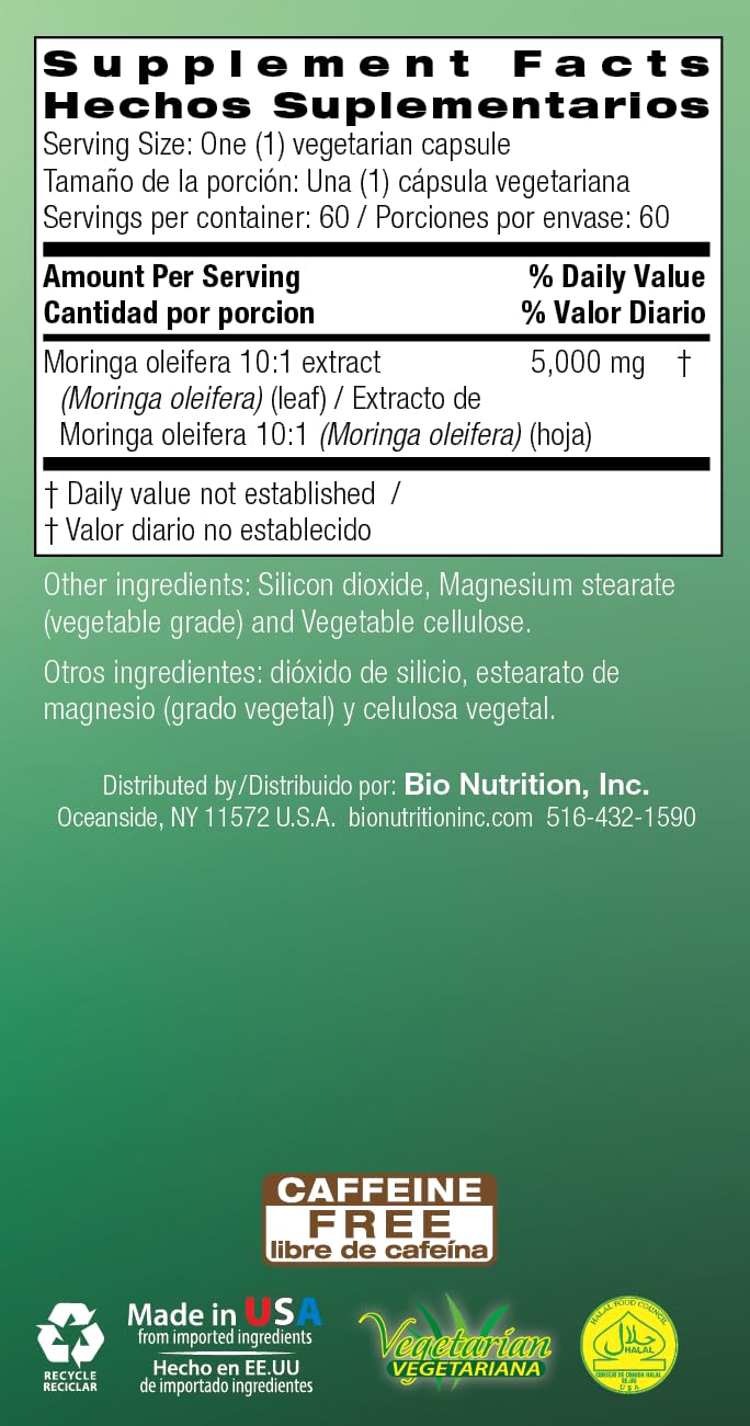 Bio Nutrition Moringa soutien immunitaire potentiel grâce à ses nutriments naturels.