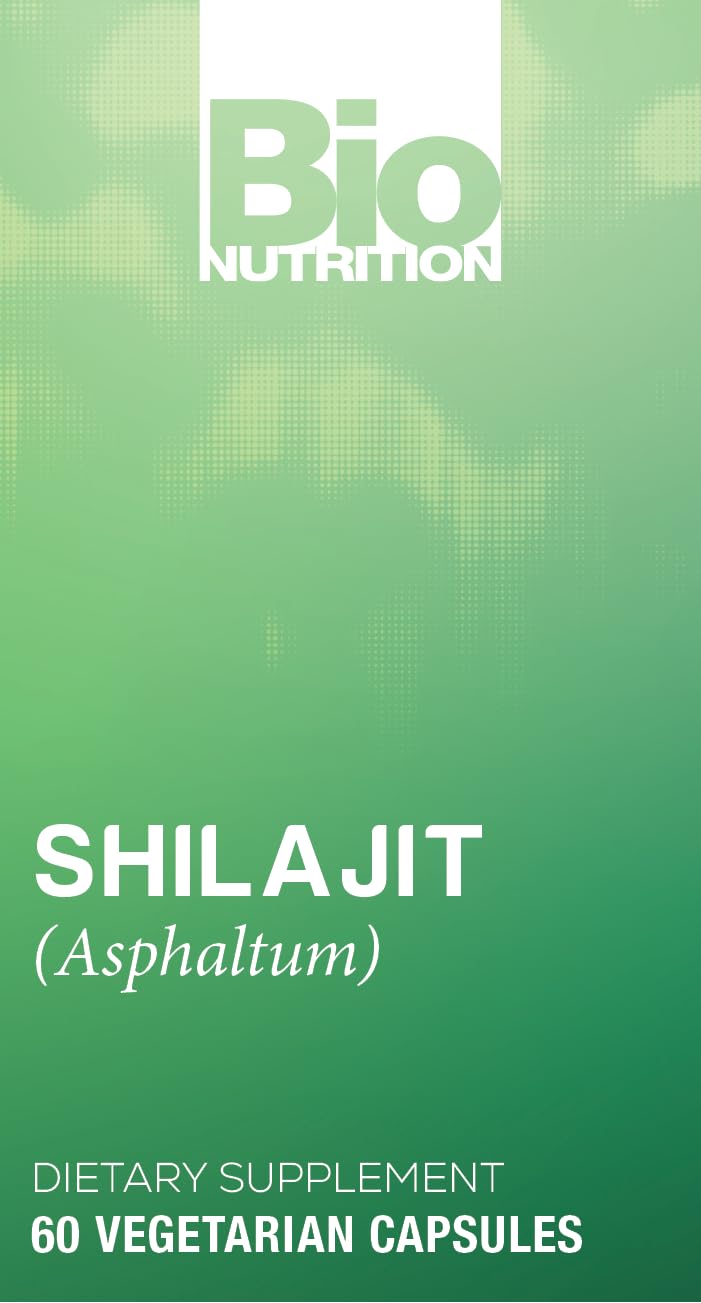 Bio Nutrition Shilajit détails de l'étiquette et informations sur les gélules végétariennes.