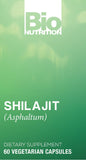 Bio Nutrition Shilajit détails de l'étiquette et informations sur les gélules végétariennes.