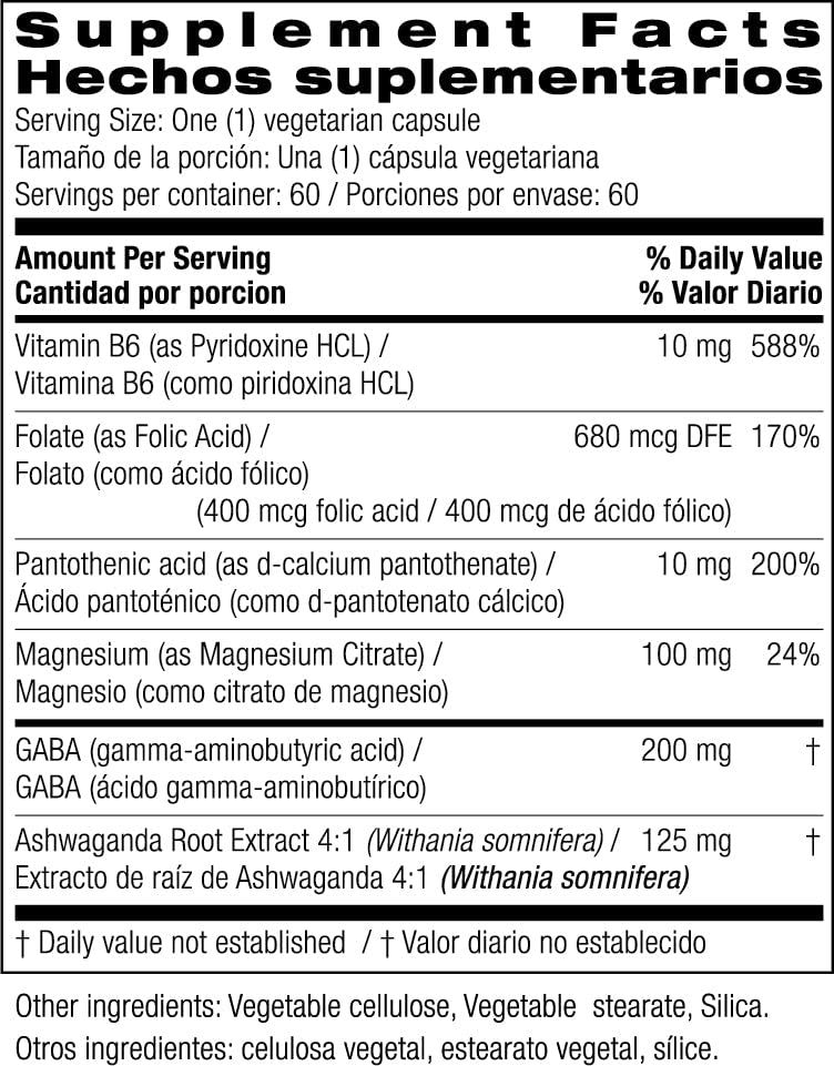 Bio Nutrition Stress Wellness Ashwagandha bouteille, 60 capsules, routine détente