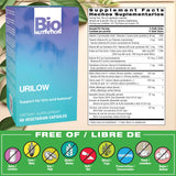 Bio Nutrition Urilow: bouteille capsules vegi et étiquette lisible