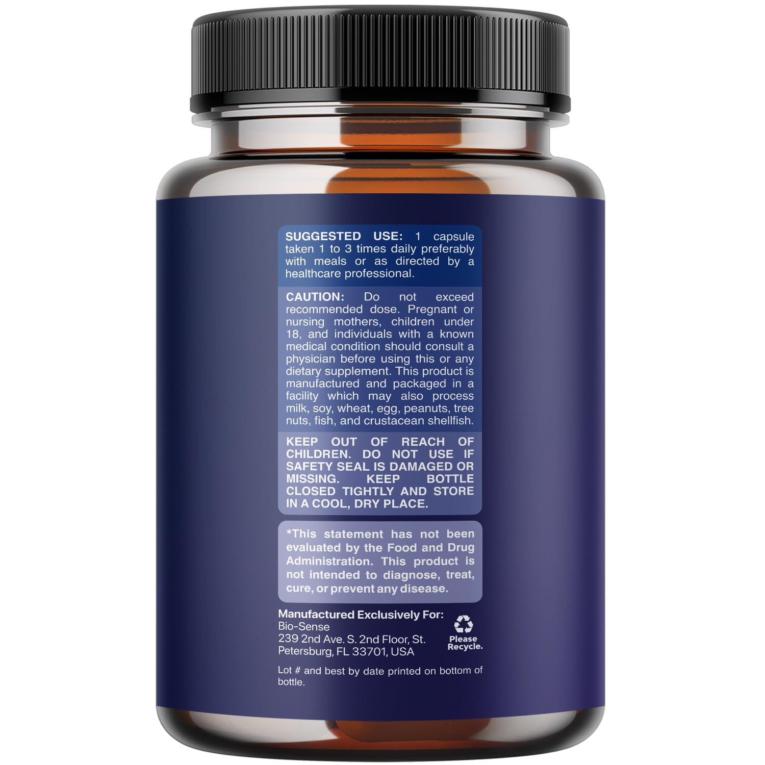 Bio Sense Quatre souches probiotiques en capsules, favorisant une flore intestinale diversifiée.