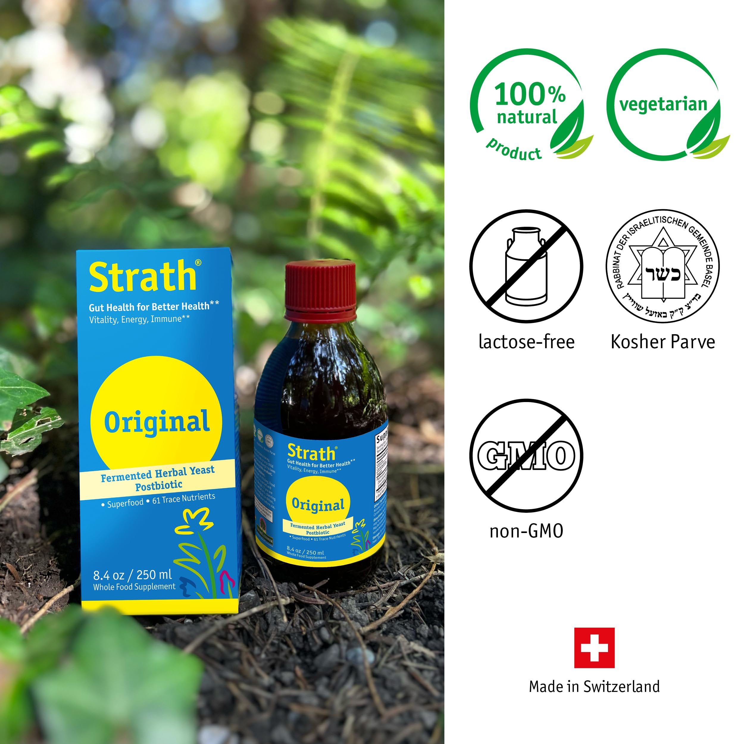 Bio-Strath liste d'ingrédients riches en nutriments essentiels.