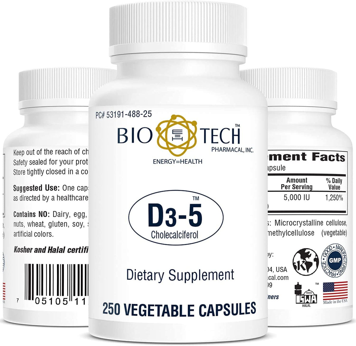 Bio-Tech Pharmacal D3-5 - bouteille présentée pour le soutien potentiel des os