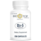 Bio-Tech Pharmacal D3-5 capsules 5000 UI pour le soutien osseux et l'immunité.