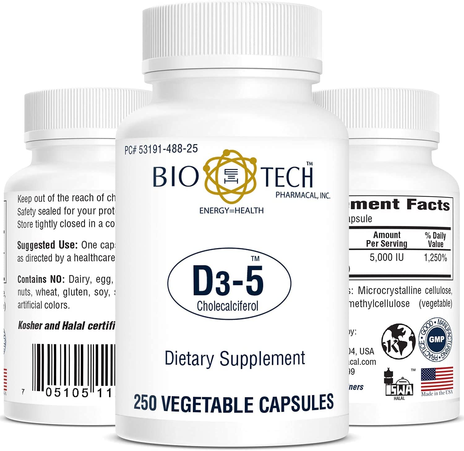 Bio-Tech Pharmacal D3-5 capsules végétales pratique et respectueuse des régimes