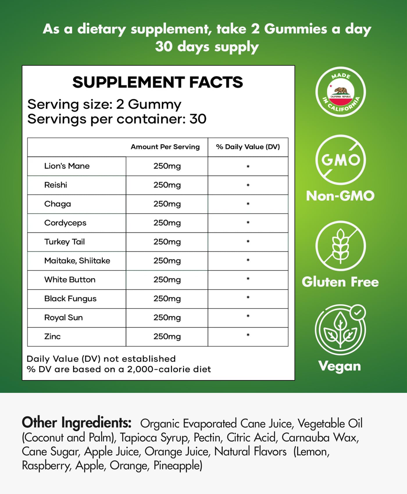 BIO VITALICA gommes champignons saveur fruitée pour énergie quotidienne.