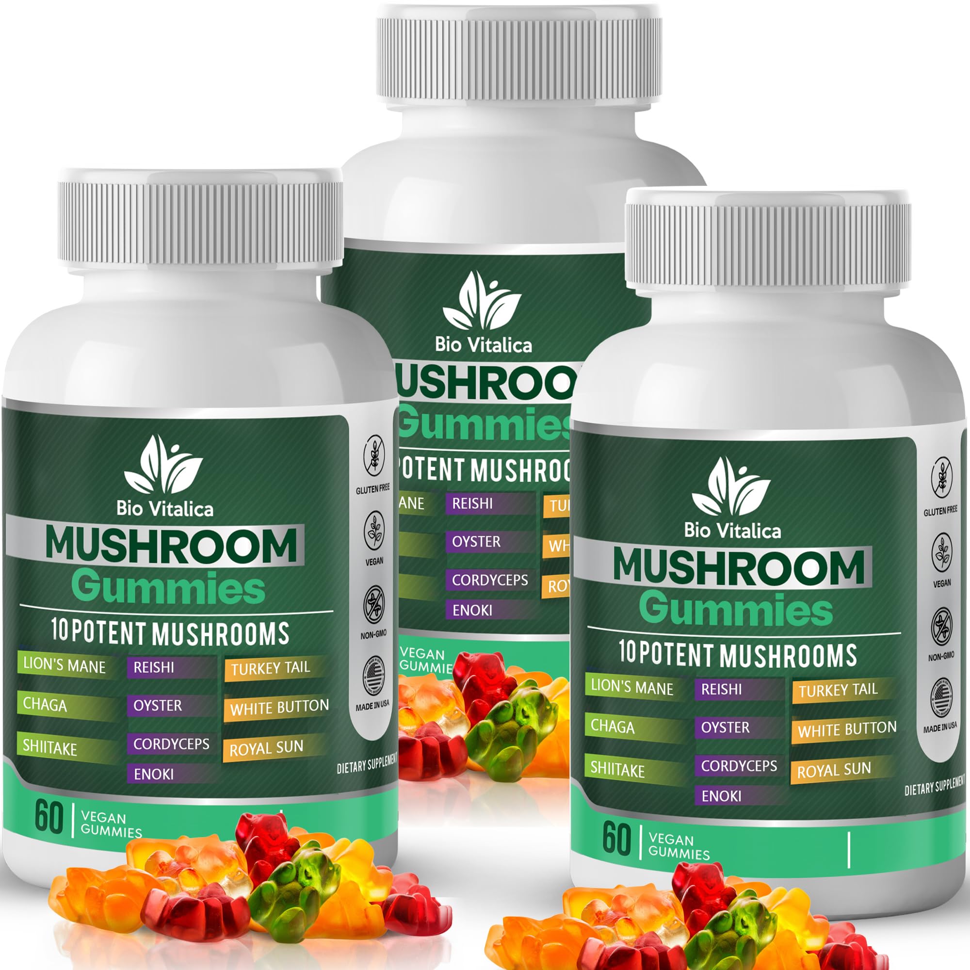 Gommes BIO VITALICA au mélange de 10 champignons, savoureuses et faciles à intégrer.