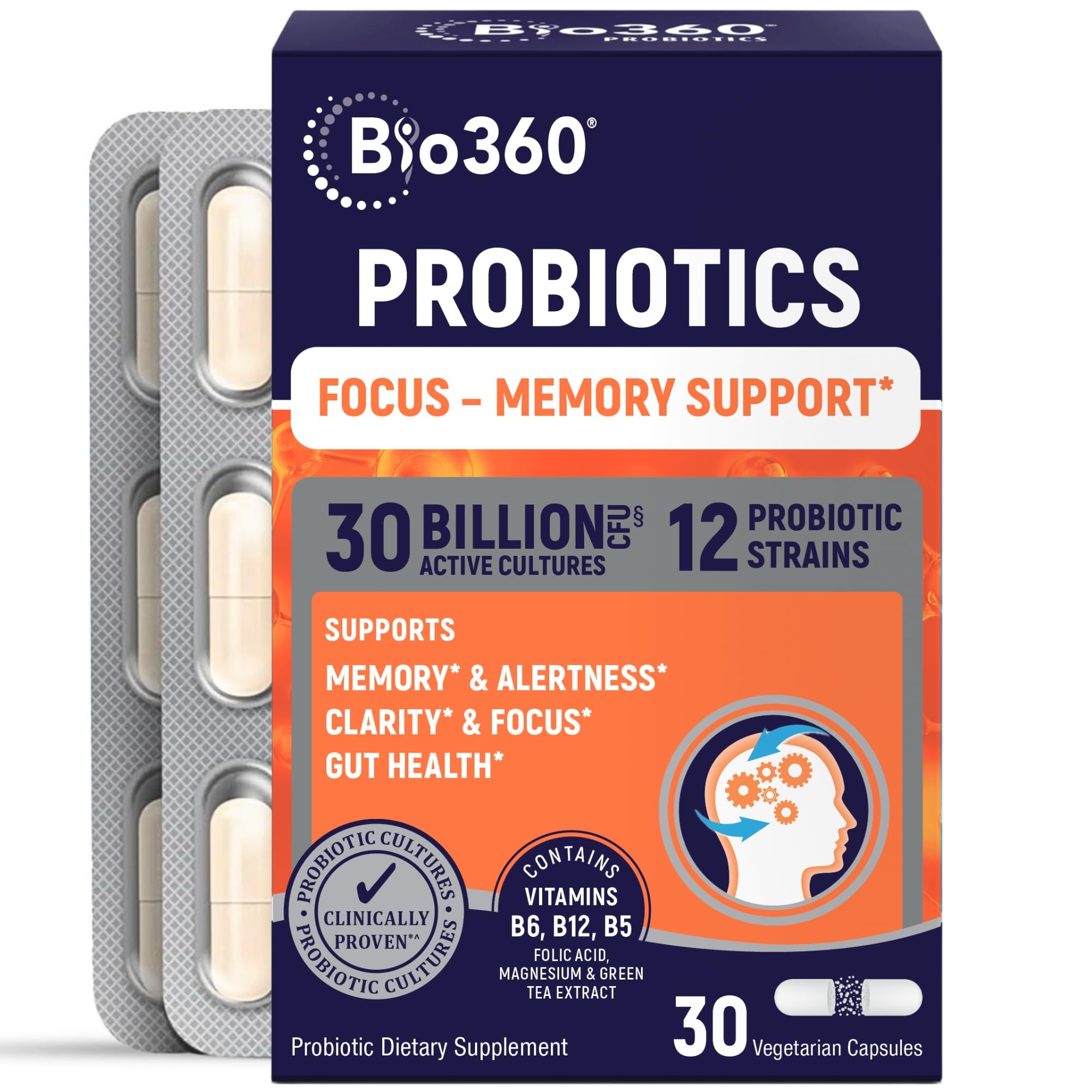 Bio360 Soutien Cognitif – Bouteille et gélules favorisant mémoire et concentration.