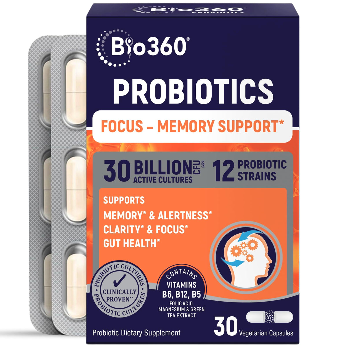 Bio360 Soutien Cognitif – Bouteille et gélules favorisant mémoire et concentration.